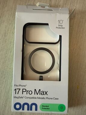 onn MagSafe-Compatible Metallic Phone Case for iPhone 17 Pro Max - Black